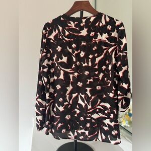 Apt. 9 Woman's Black White Red Abstract Semi Sheer Blouse US PL